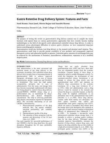 Gastro Retentive Drug Delivery System - International Journal of ...