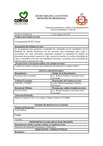 Programa Corresponsalía SETEJ Colima - Gobierno del Estado de ...