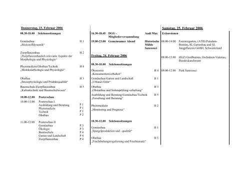 43. Gartenbauwissenschaftliche Tagung - (DGG) und des