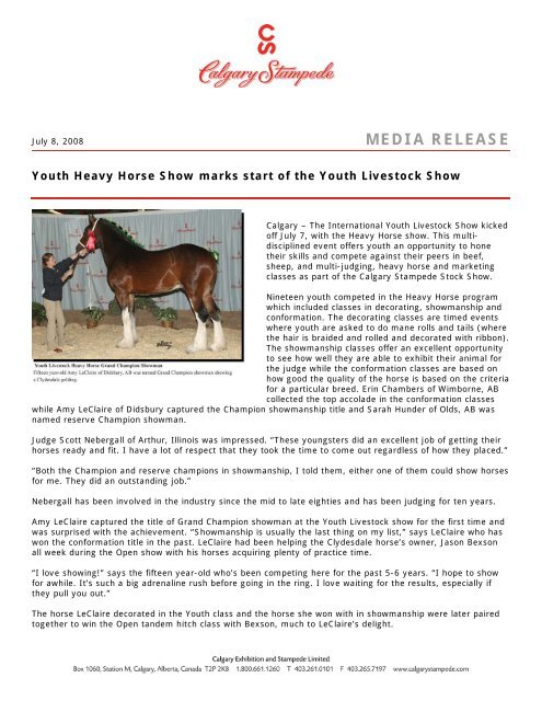 MEDIA RELEASE - Calgary Stampede