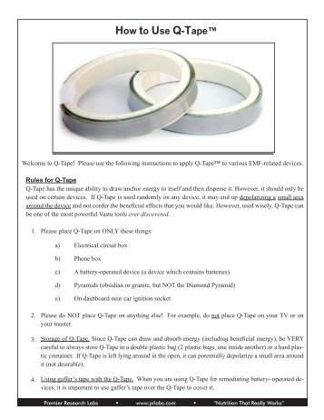 Premier Q-Tape Instructions - Long Natural Health