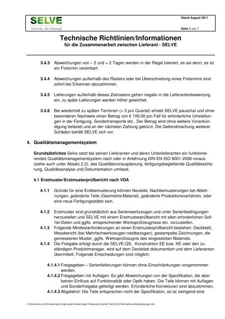 Technische Lieferbedingungen SELVE (pdf, 68 KB)