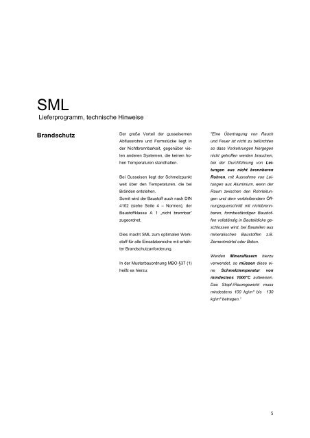 SMLmuffenloses, gusseisernes Abwassersystem Programm