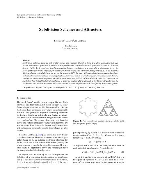 Subdivision Schemes and Attractors - CiteSeerX