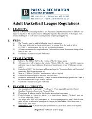 Adult Basketball League Regulations - City of Bremerton