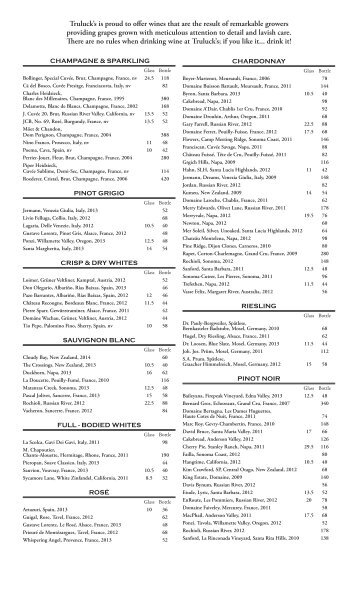 to view or download our Wine Menu (PDF). - Truluck's