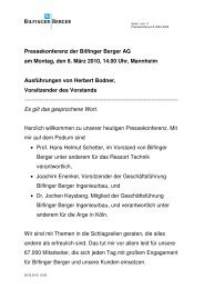 Pressekonferenz der Bilfinger Berger AG am Montag, den ... - Magazin