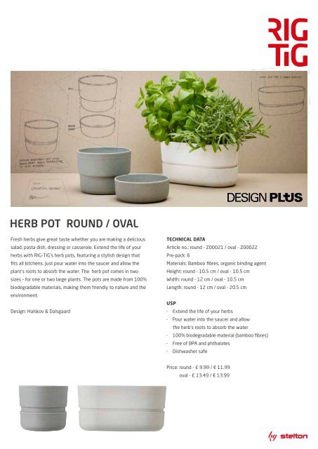 HERB POT ROUND / OVAL - RIG-TIG by Stelton
