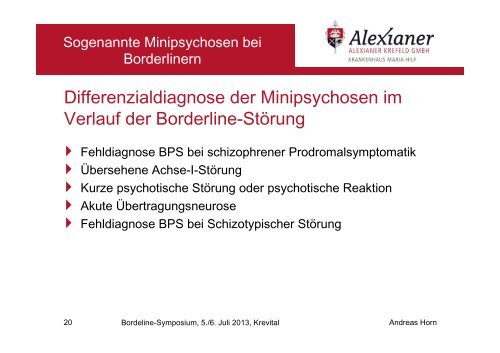 Minipsychosen bei BPS - BLP-Symposien