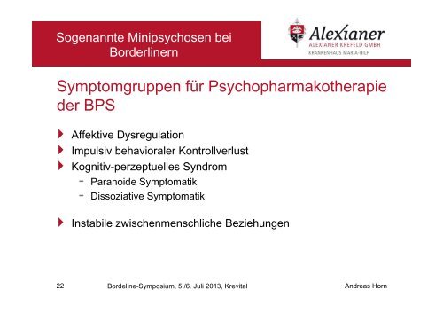 Minipsychosen bei BPS - BLP-Symposien