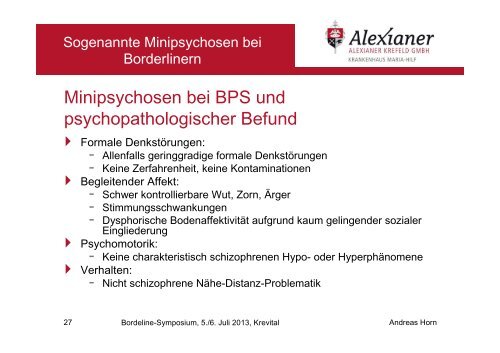 Minipsychosen bei BPS - BLP-Symposien
