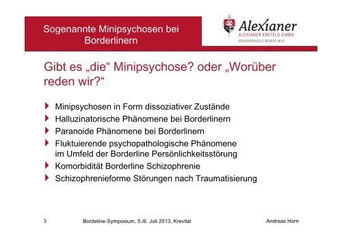 Minipsychosen bei BPS - BLP-Symposien