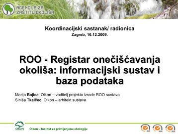 ROO - Registar oneÄiÅ¡Äavanja okoliÅ¡a: informacijski sustav i baza ...