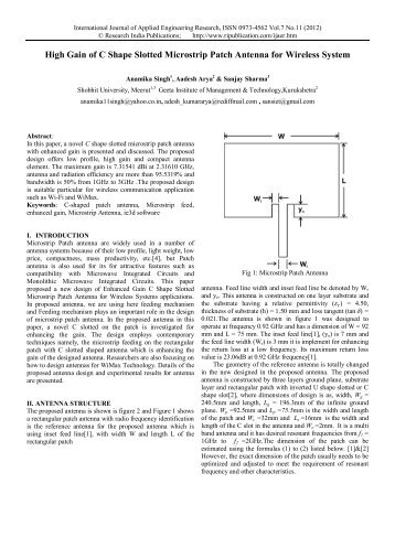 High Gain of C Shape Slotted Microstrip Patch Antenna ... - Gimt.edu.in