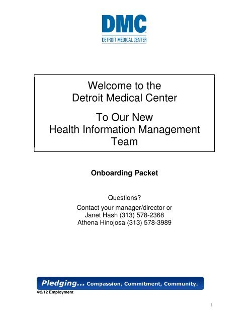 Health Information Management Team Onboarding Packet