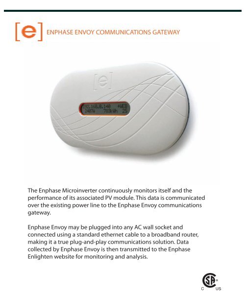 ENPHASE ENVOY COMMUNICATIONS GATEWAY SkyFire Energy