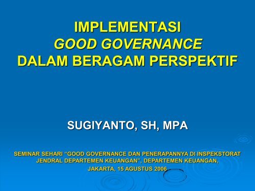 implementasi good governance dalam beragam perspektif