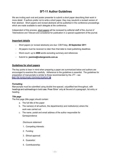 Download Short Paper Guidelines PDF