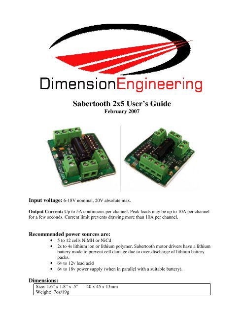 Sabertooth 2x5.pdf - Dimension Engineering