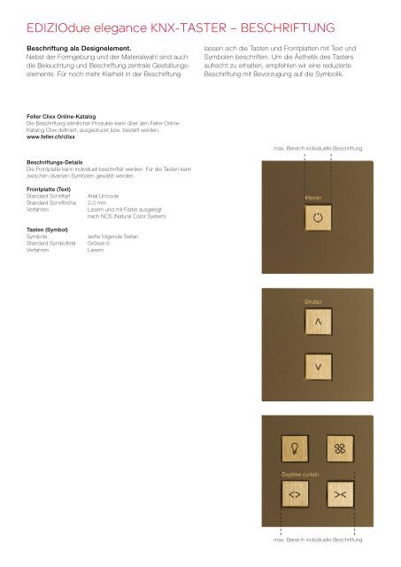 Beschriftung EDIZIOdue elegance KNX-Taster (PDF) - Feller