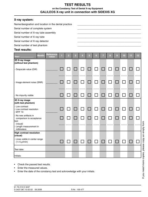 Page 1 TEST RESULTS on the Constancy Test of Dental X-ray ...