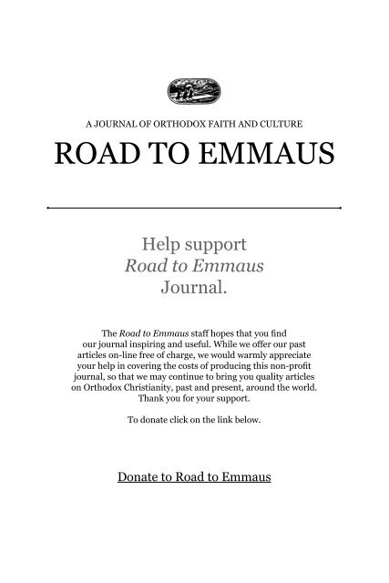 Letters from a Village Matushka - Road to Emmaus Journal