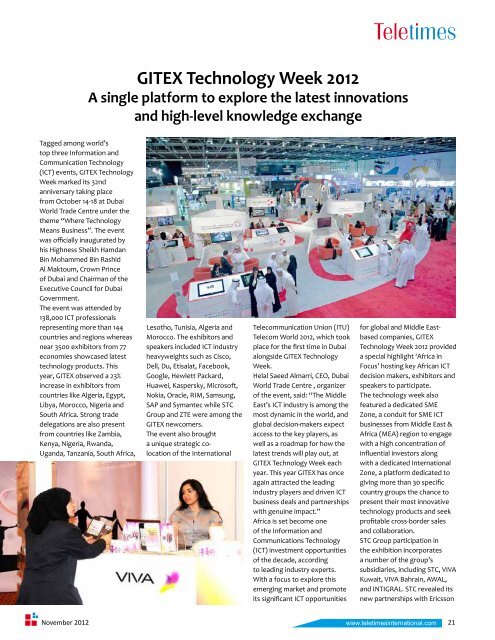 GITEX 2012 INTERVIEWS ITU TELECOM World 2012 - Teletimes