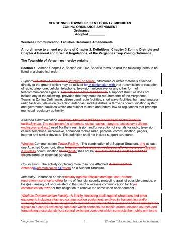 Vergennes Township Wireless Telecommunication Amendment ...