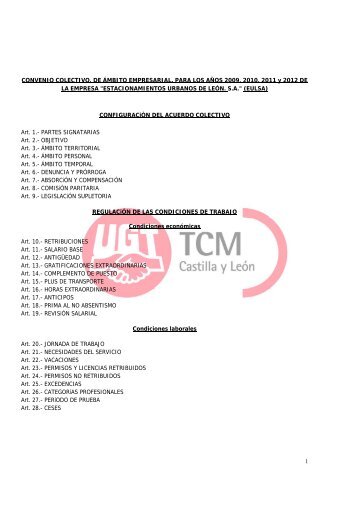 1 CONVENIO COLECTIVO. DE ÃMBITO ... - TCM-UGT CyL