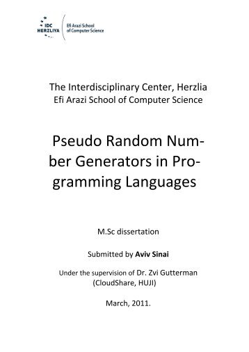 Pseudo Random Number Generators in Programming Languages.
