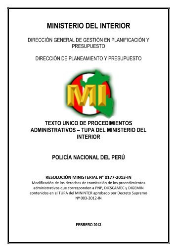 TUPA - DirecciÃ³n General de la PolicÃ­a Nacional del PerÃº (PNP).