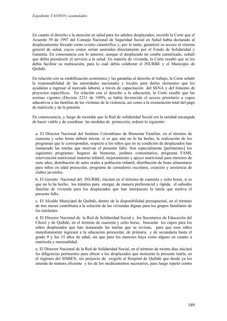 ANEXO 4 RESUMEN DE LAS SENTENCIAS DE LA CORTE ... - Acnur