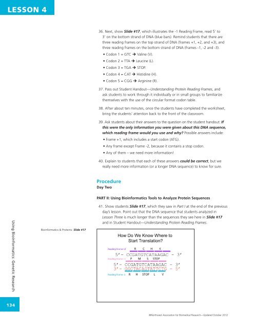 LESSON 4 Using Bioinformatics to Analyze Protein Sequences