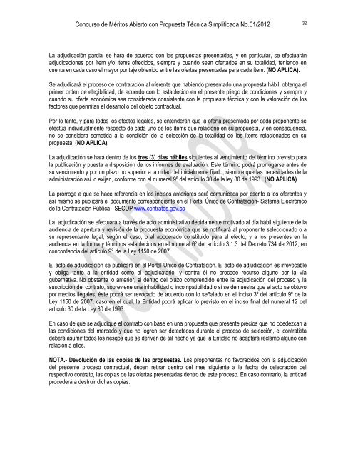 Proyecto pliego de condiciones - concurso de méritos - Ministerio de ...