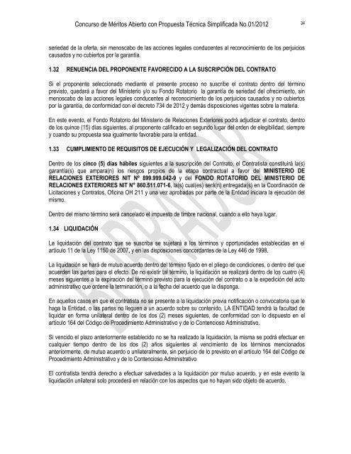 Proyecto pliego de condiciones - concurso de méritos - Ministerio de ...