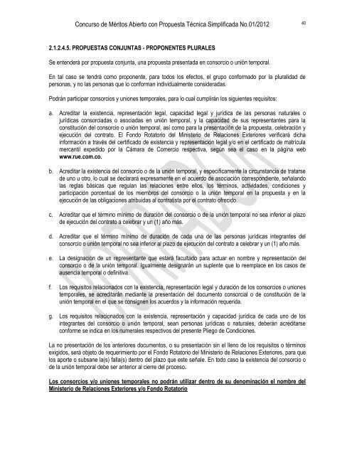 Proyecto pliego de condiciones - concurso de méritos - Ministerio de ...