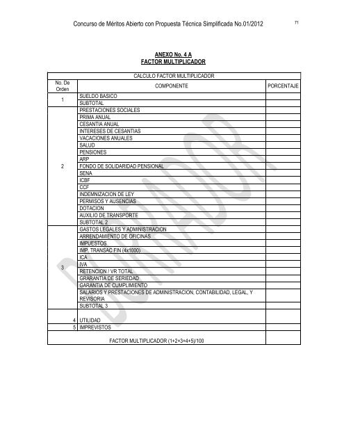 Proyecto pliego de condiciones - concurso de méritos - Ministerio de ...