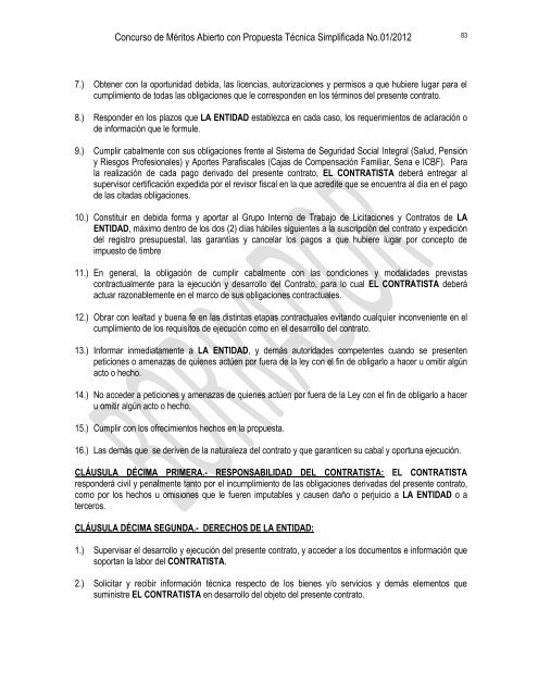 Proyecto pliego de condiciones - concurso de méritos - Ministerio de ...