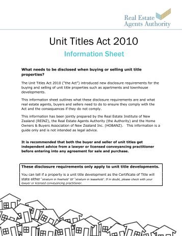 Unit Titles Information Sheet - Real Estate Agents Authority