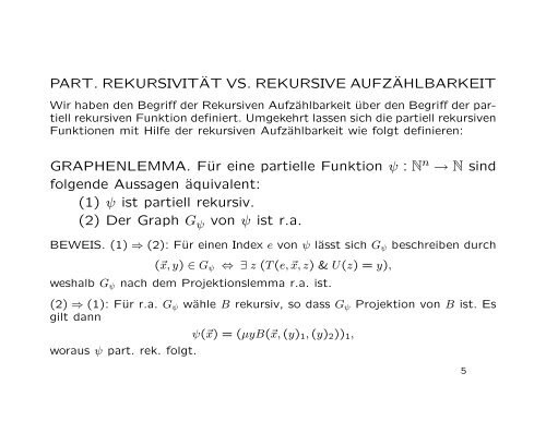 11. Rekursiv aufzählbare Mengen - Fakultät für Mathematik und ...