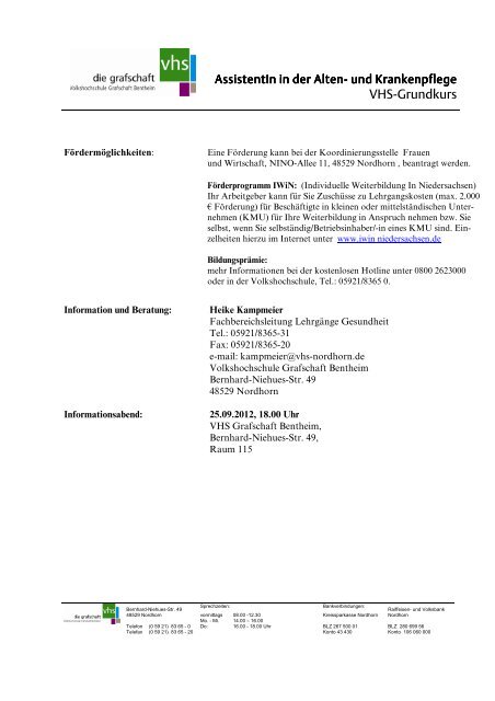 Infoblatt 2012 - VHS Grafschaft Bentheim