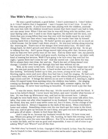 the wife s story by ursula k le guins The late ursula k le guin's ursula k le guin’s the telling to be adapted for the big screen “the telling brings together a very personal story of. the wife s story by ursula k le guins The late ursula k le guin's ursula k le guin’s the telling to be adapted for the big screen “the telling brings together a very personal story of.