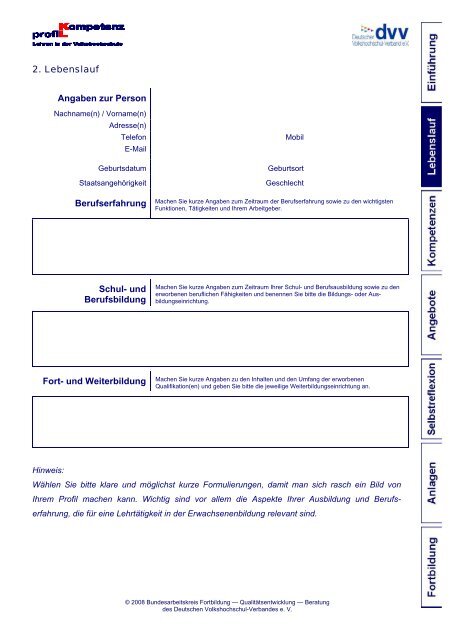 Kompetenzprofil — Lehren in der Volkshochschule