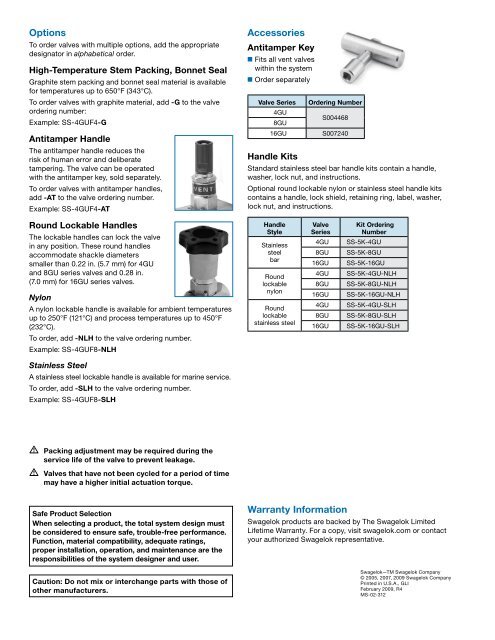 General Utility Service, Needle Valves, GU Series, (MS ... - Eoss.com