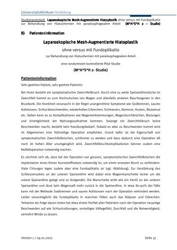 Laparoskopisch Laparoskopische Mesh-Augmentierte Hiatoplastik ...