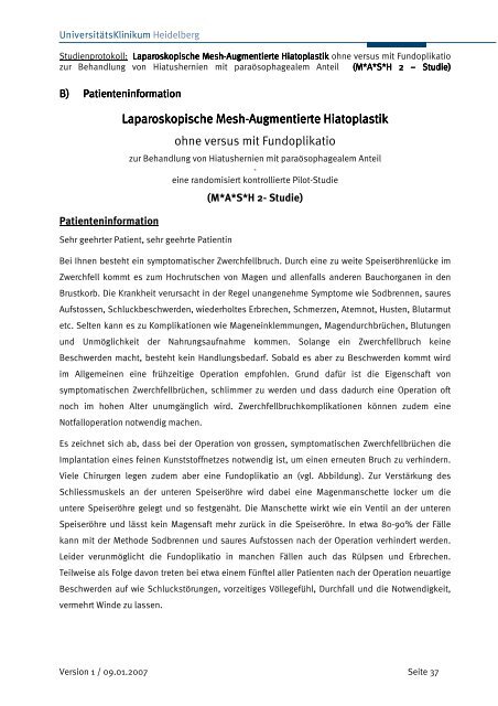 Laparoskopisch Laparoskopische Mesh-Augmentierte Hiatoplastik ...