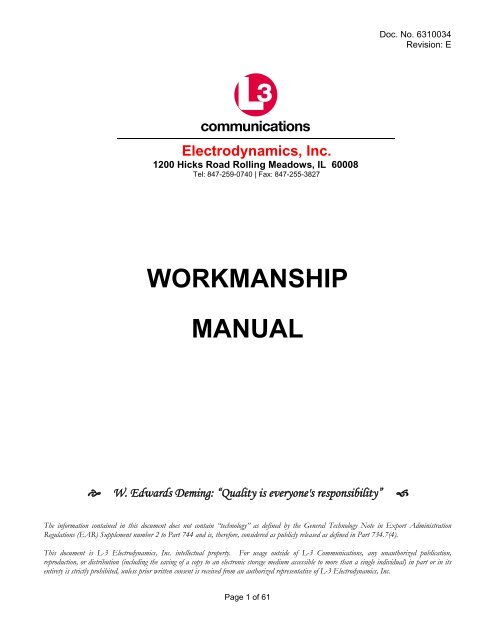 Workmanship Manual 6310034 - L-3 Communications