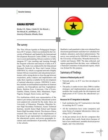 GHANA REPORT The survey Summary of Findings - ERNWACA