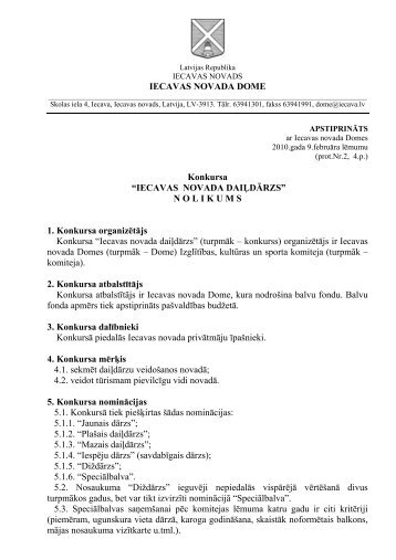 Konkursa "Iecavas novada daiÄ¼dÄrzs" nolikums - Iecavas novads