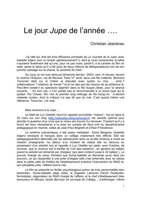 Le jour Jupe de l'annÃ©e â¦ par Christian Jeanbrau - Philippe Meirieu